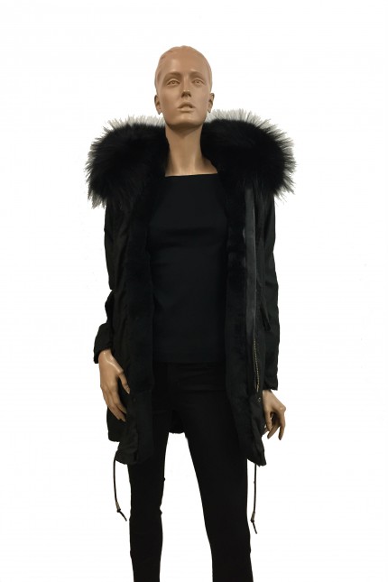 lack vintage short army Parka in fox & murmasky