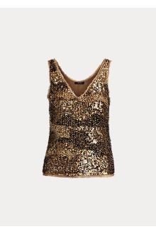 Top Ralph Lauren in paillettes bronzo