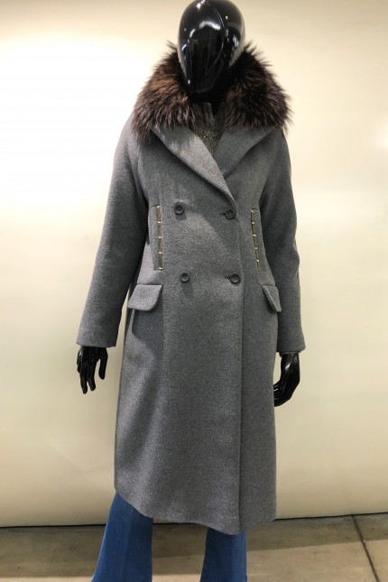Cappotto lana grigio ricamato Bazar Deluxe