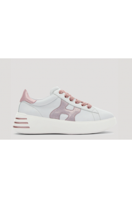 Vendita online scarpe Hogan Rebel H562 in pelle avorio e inserti rosa da  donna.