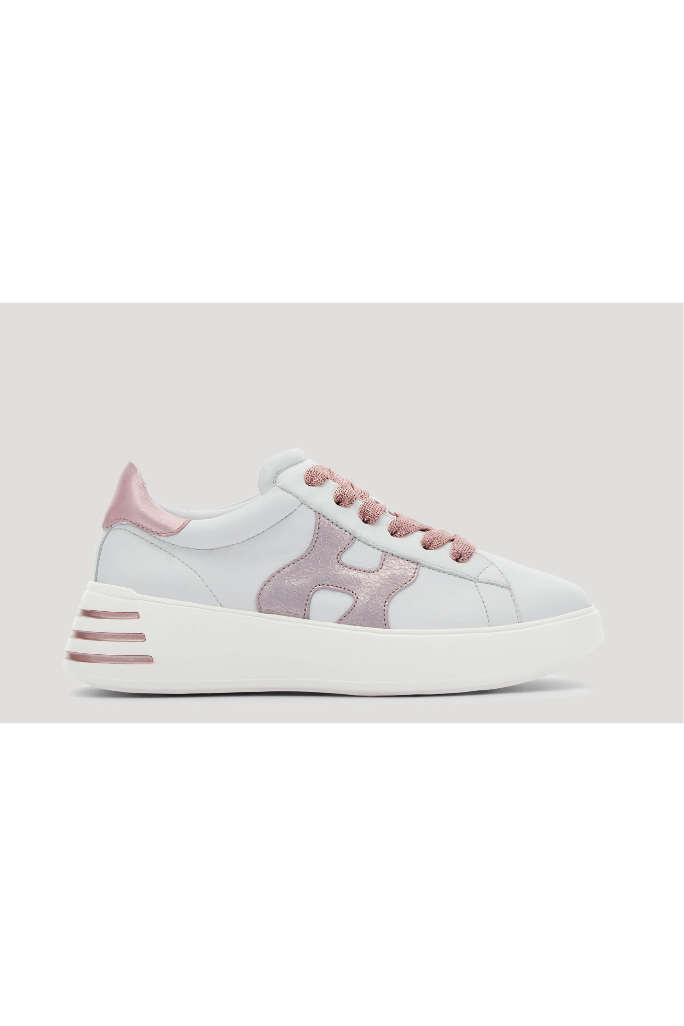 Vendita online scarpe Hogan Rebel H562 in pelle avorio e inserti rosa da  donna.