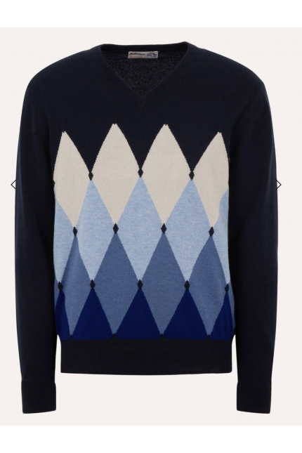 Pullover Ballantyne in cashmere a rombi